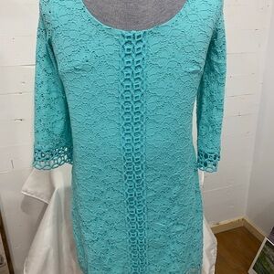 Alfani Turquoise Long Sleeve Lace Dress